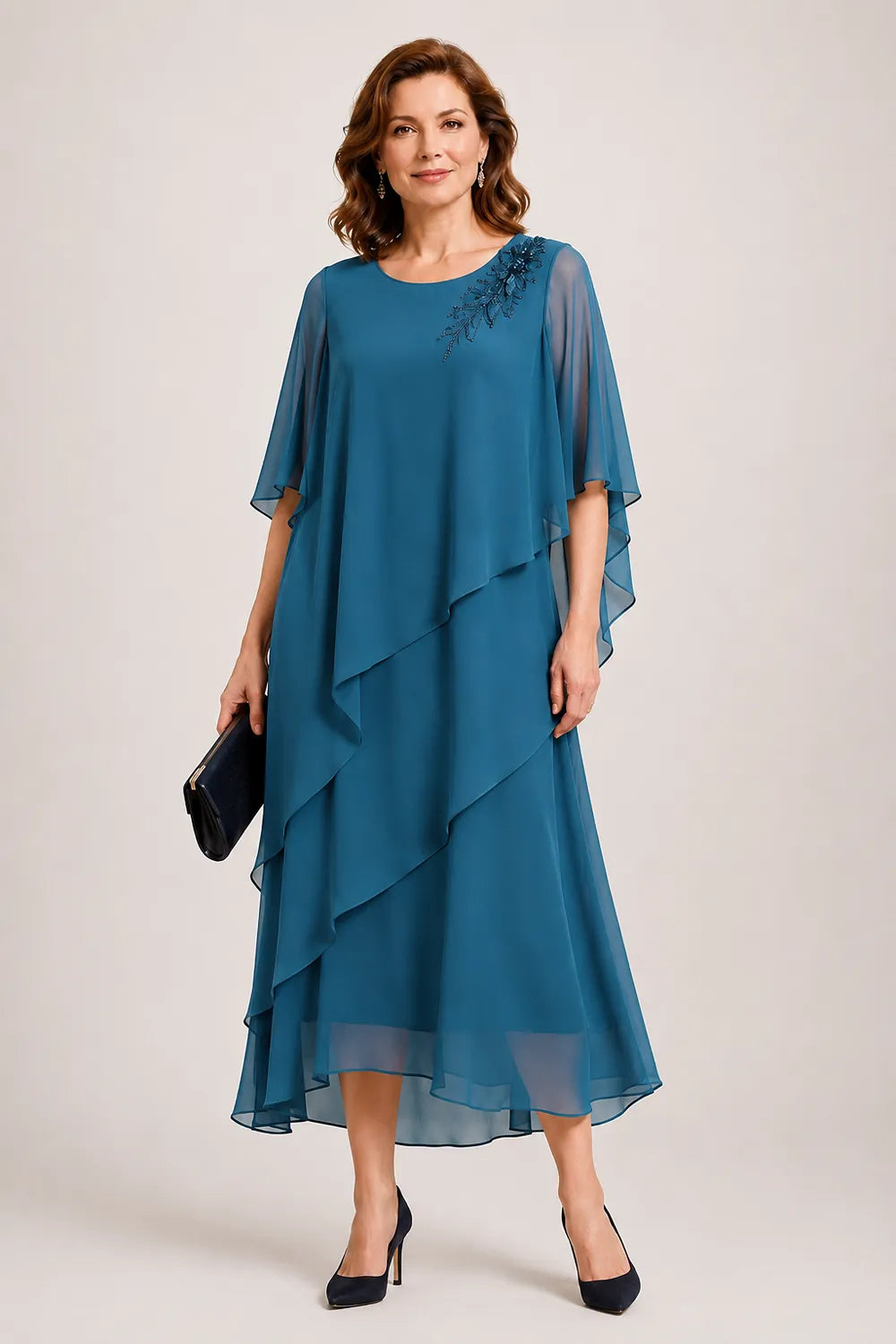 Vivienne Draped Layer Formal Occasion Dress