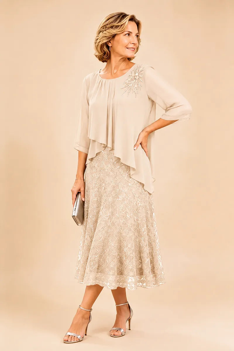 Serena™ | Elegant Lace Overlay Evening Dress