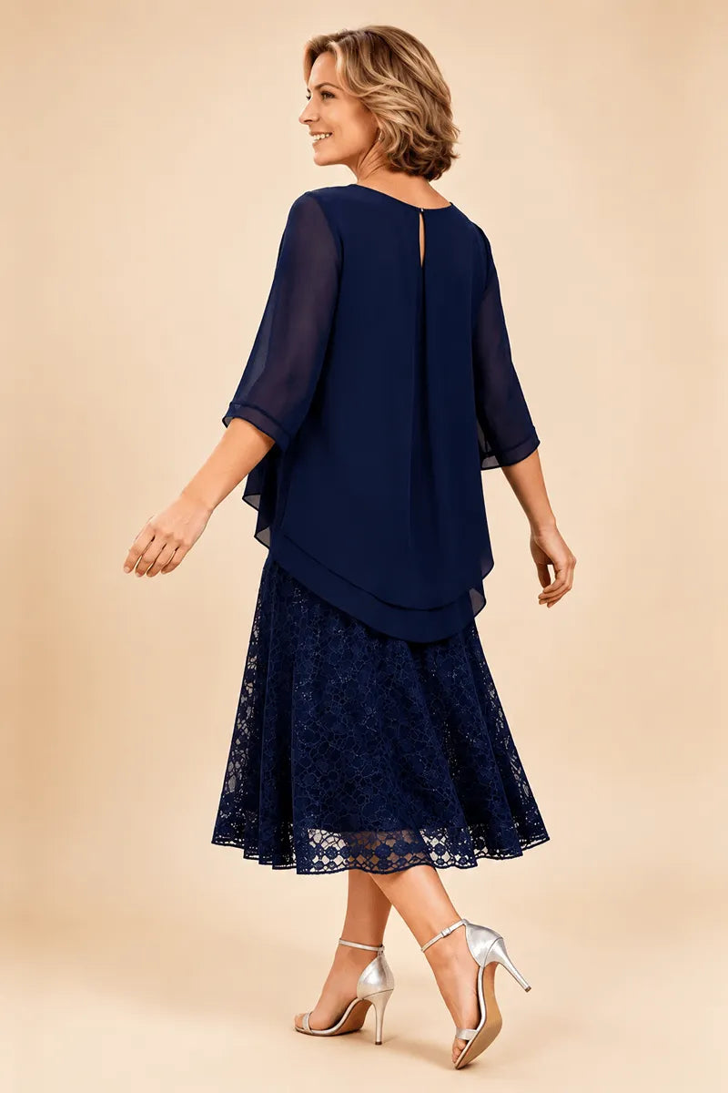 Serena™ | Elegant Lace Overlay Evening Dress