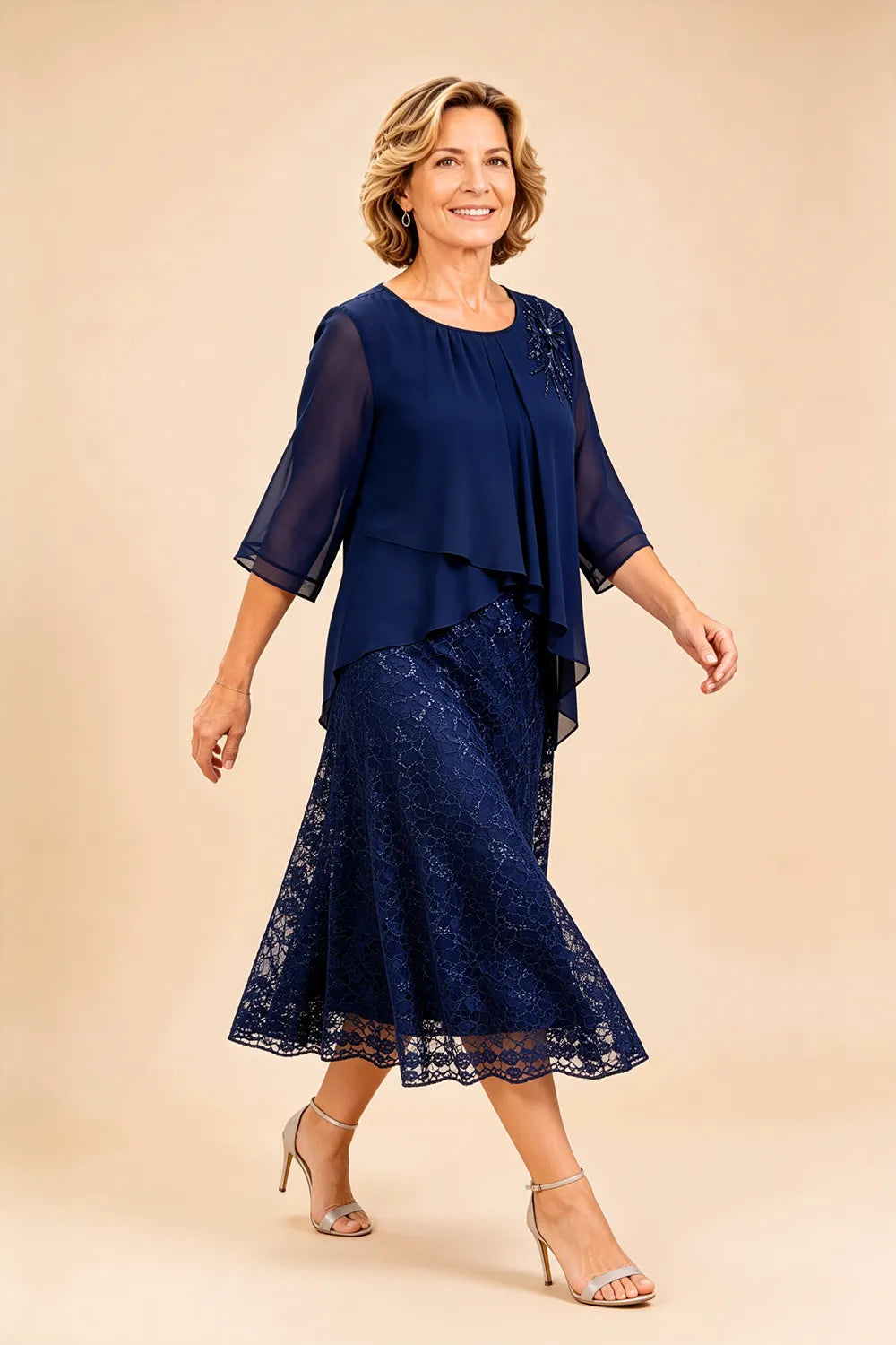 Serena™ | Elegant Lace Overlay Evening Dress