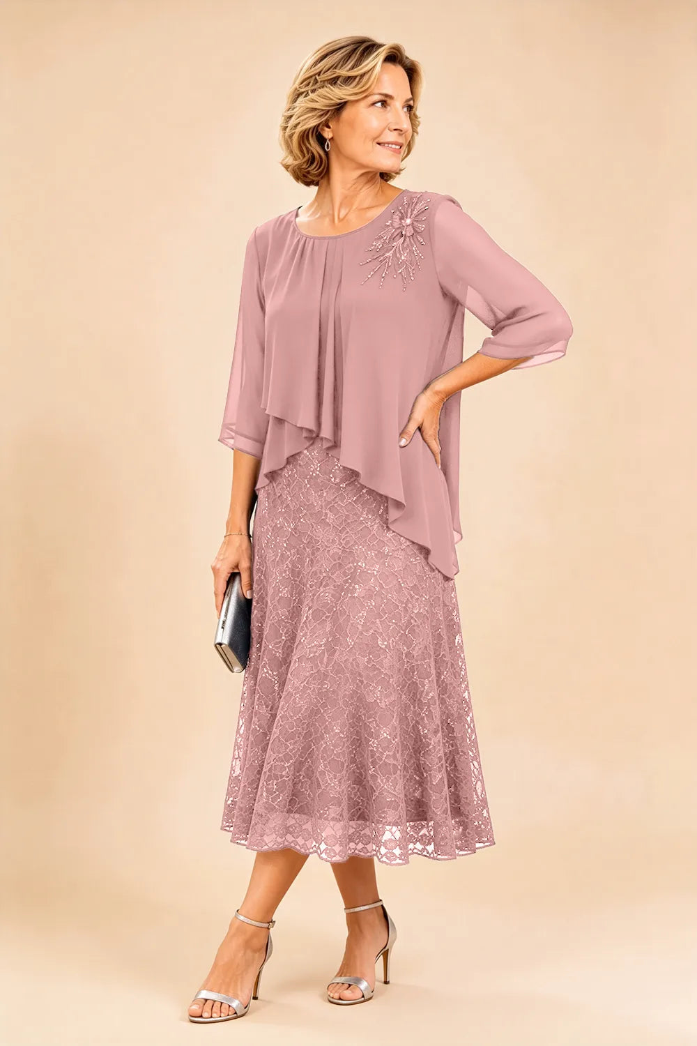 Serena™ | Elegant Lace Overlay Evening Dress