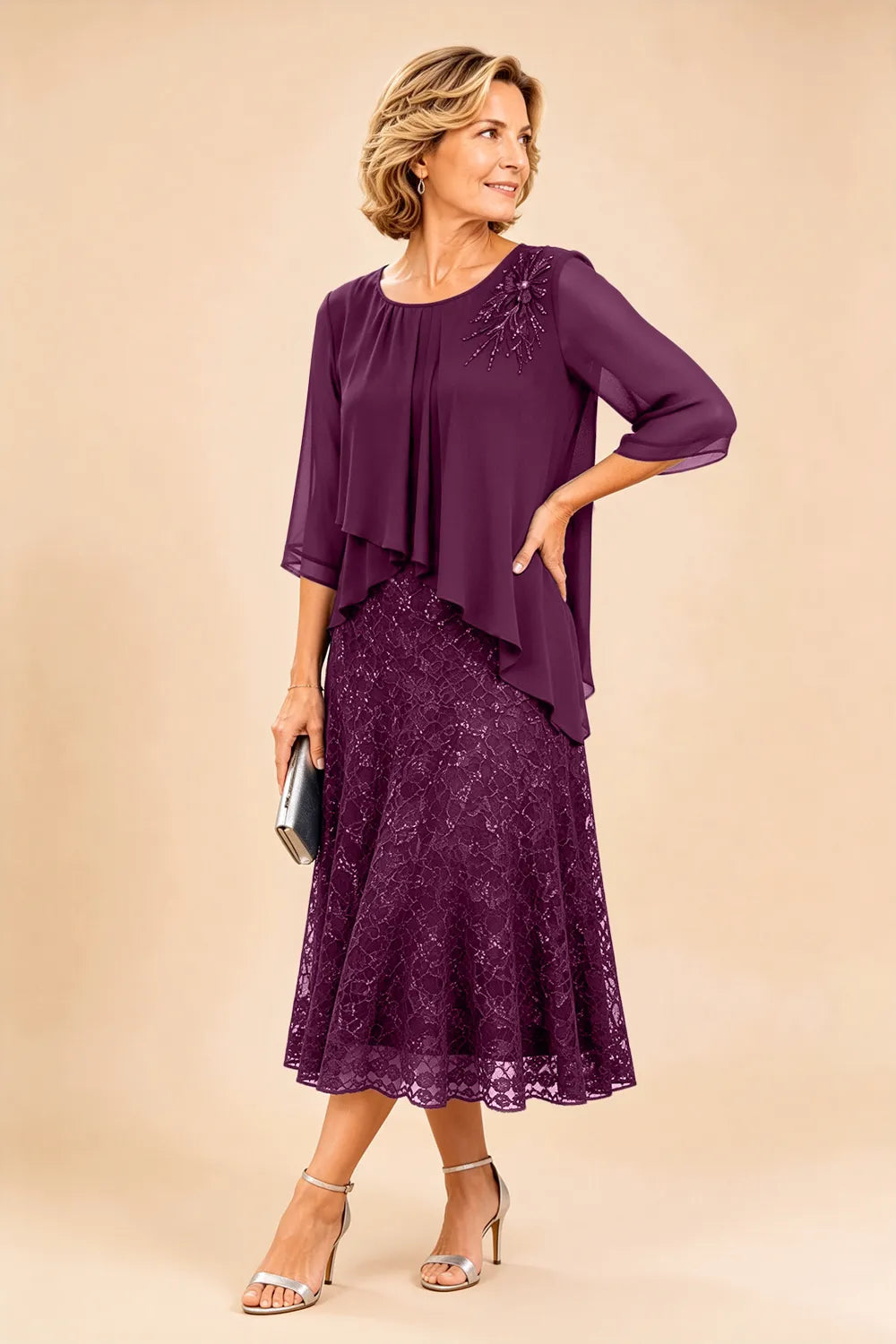 Serena™ | Elegant Lace Overlay Evening Dress