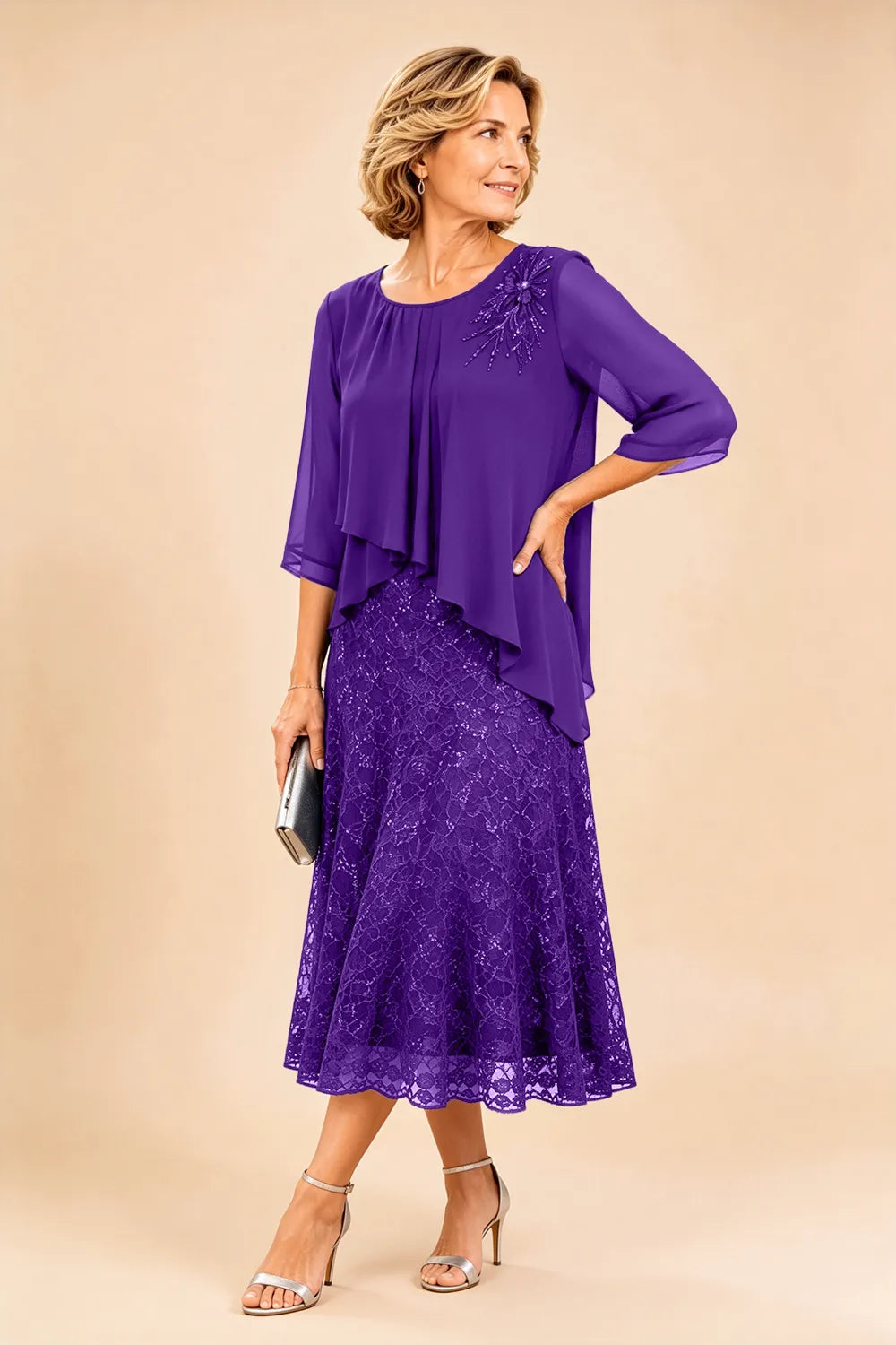 Serena™ | Elegant Lace Overlay Evening Dress
