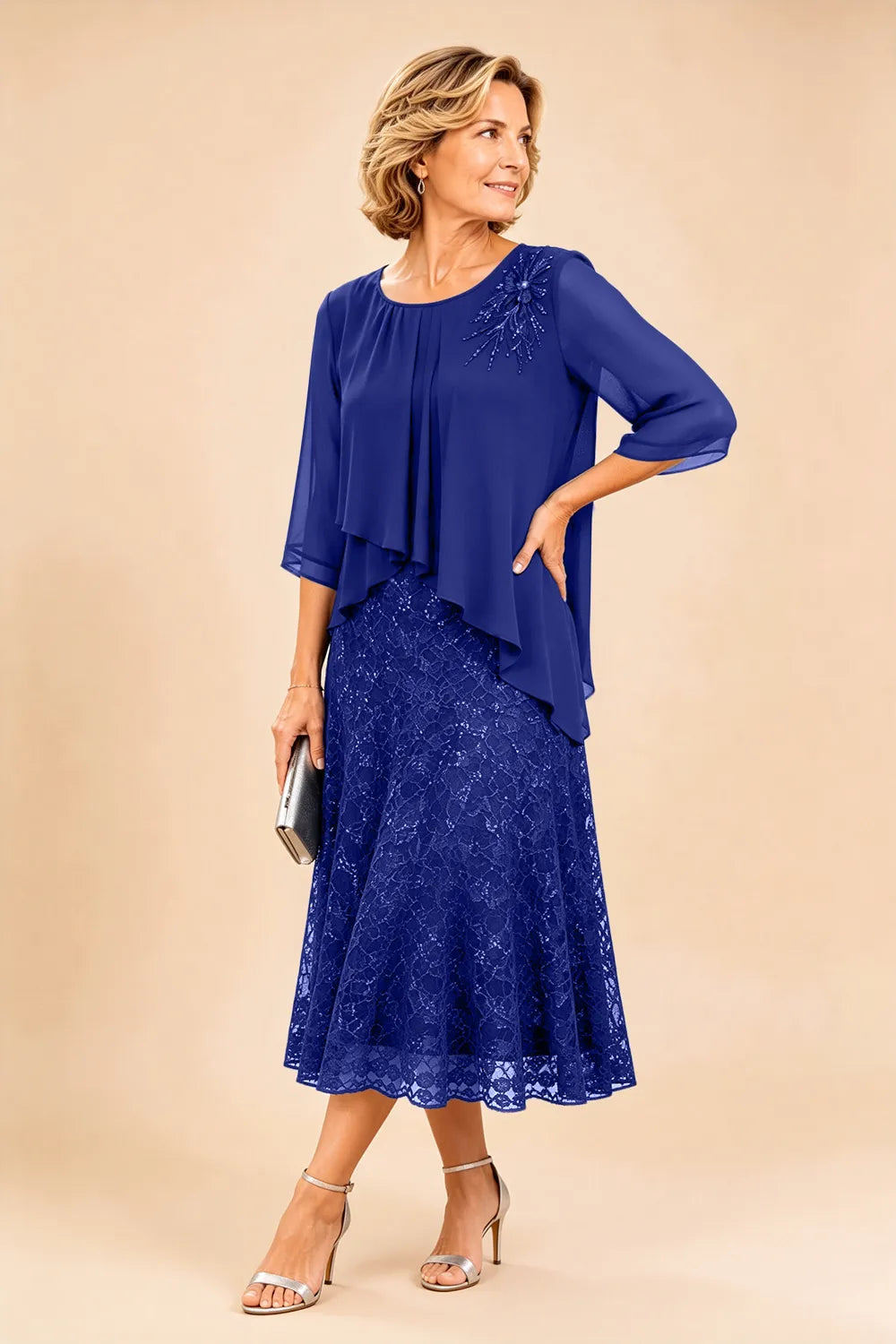 Serena™ | Elegant Lace Overlay Evening Dress