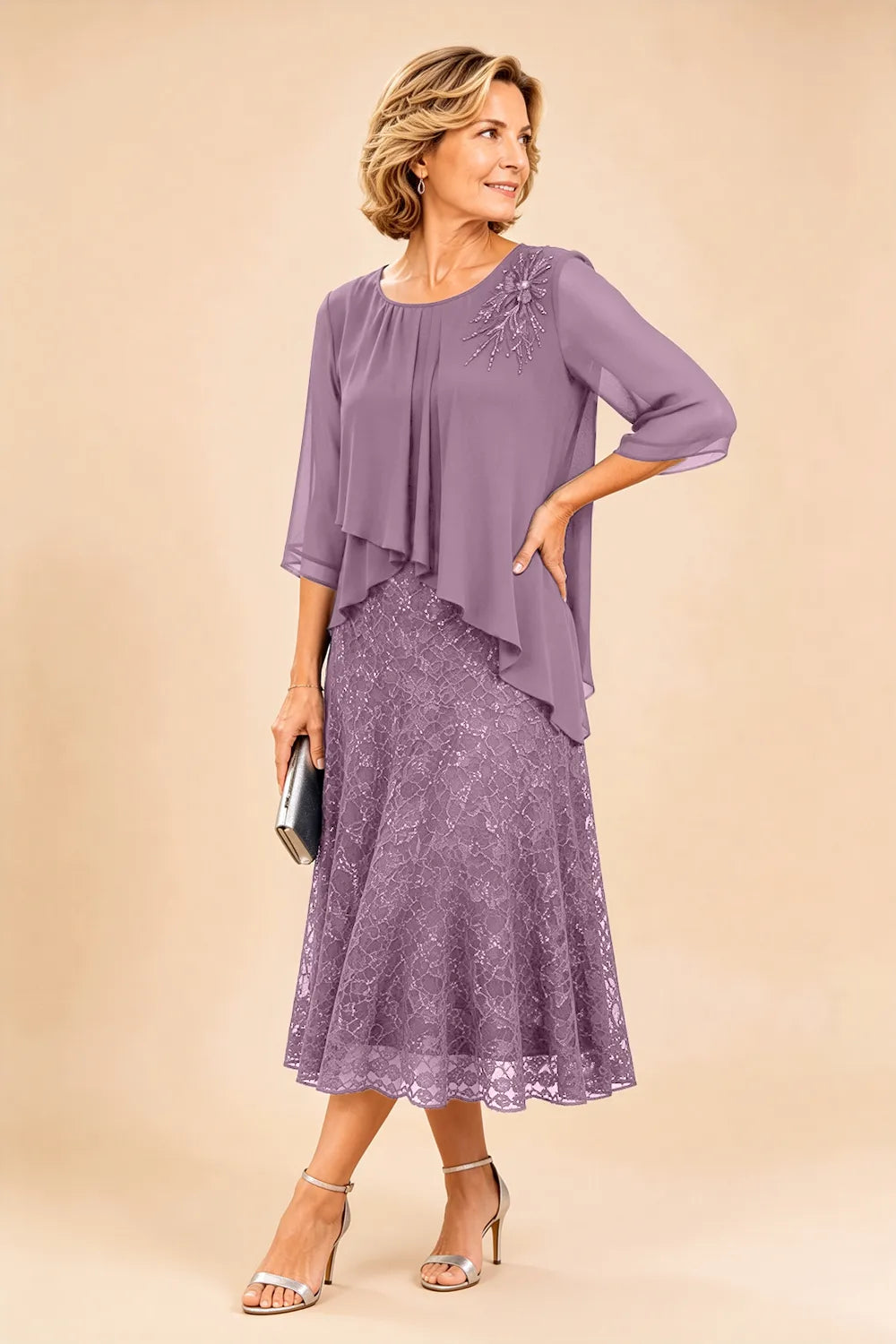 Serena™ | Elegant Lace Overlay Evening Dress