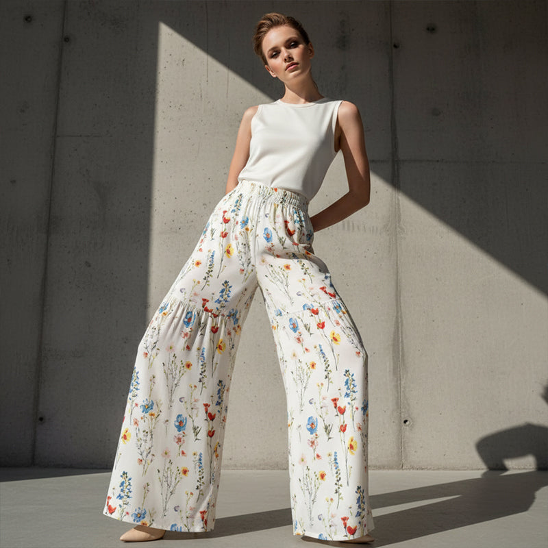 Women's Floral Print Wide-Leg Pants
