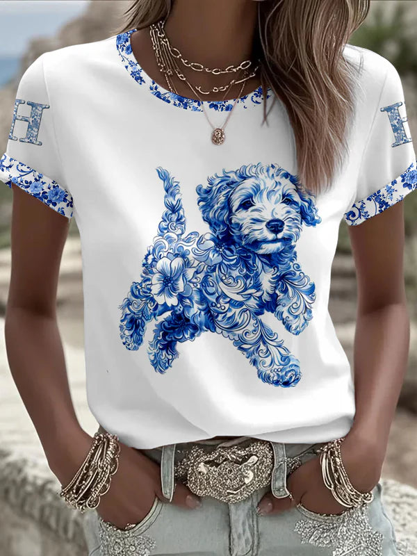 Women's Animal Dog Retro Unisex Casual Short-Sleeve T-Shirt