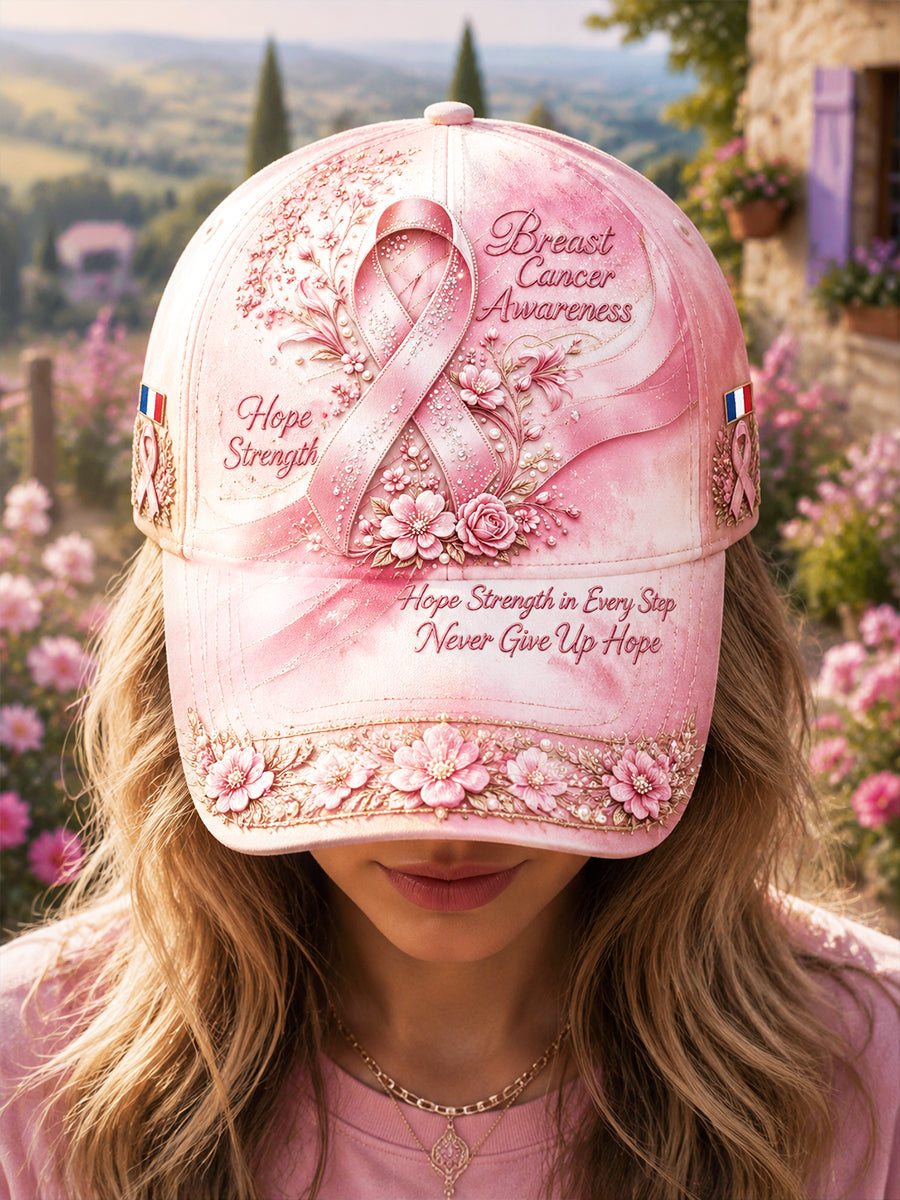 Casual printed hat for breast cancer awareness in October, women's model, French style