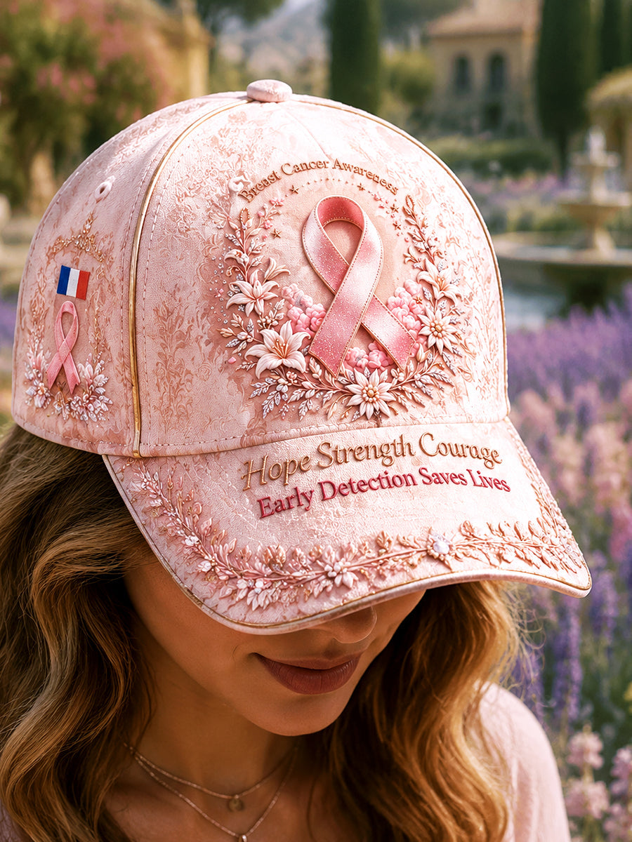 Casual 3D Printed Hat for Breast Cancer Awareness, October, Women's Model, French Style