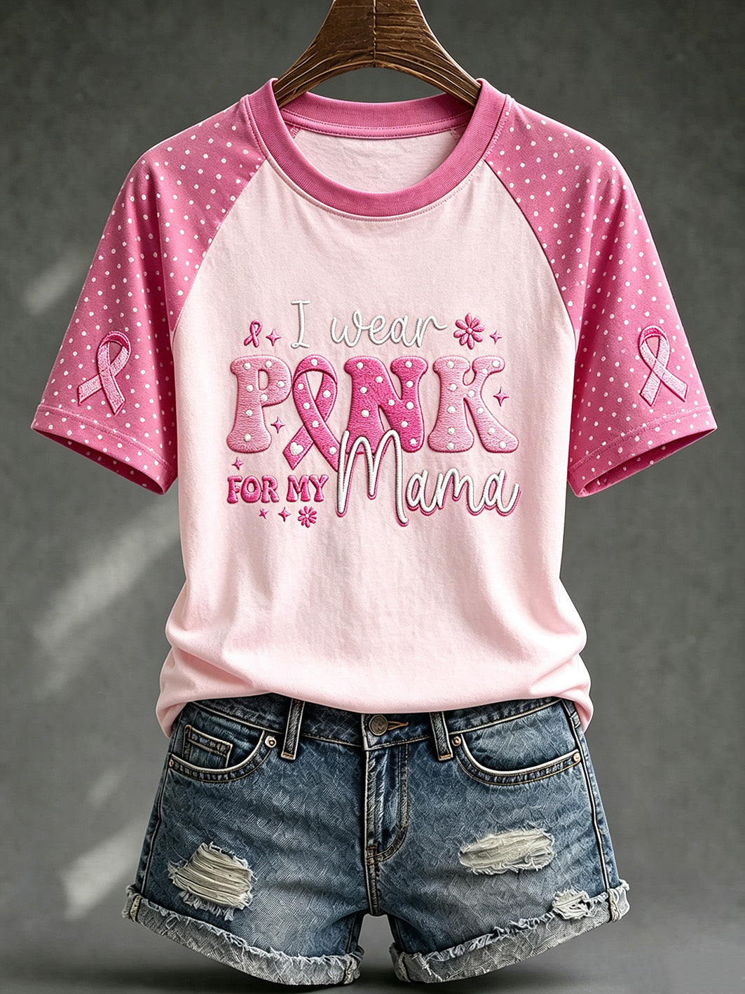 Casual Short Sleeve T-Shirt on Women's Breast Cancer Theme