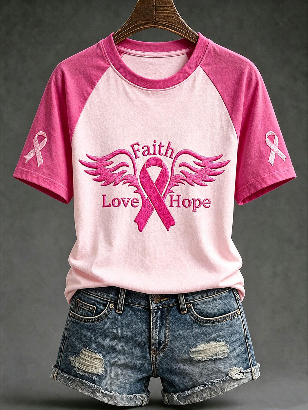 Casual Short Sleeve T-shirt on Breast Cancer Awareness for Women