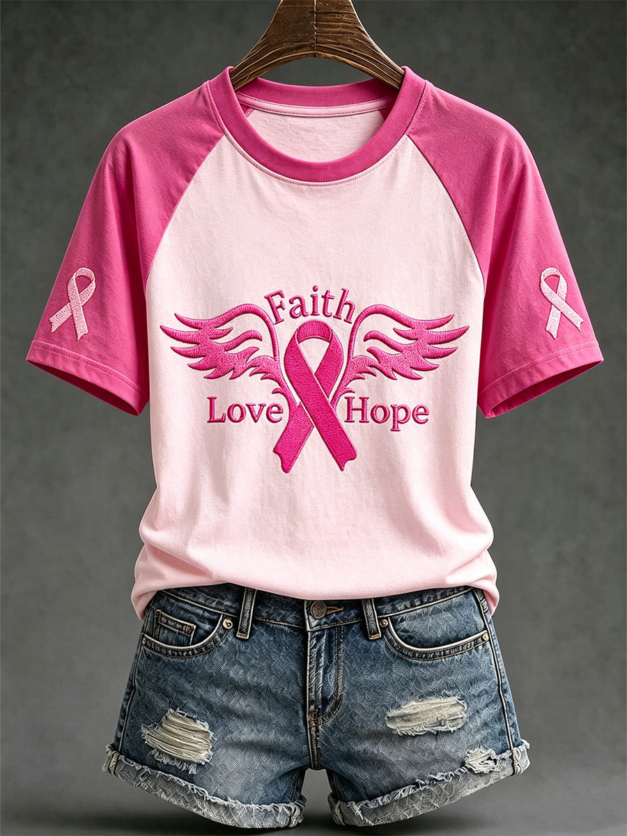Casual Short Sleeve T-shirt on Breast Cancer Awareness for Women