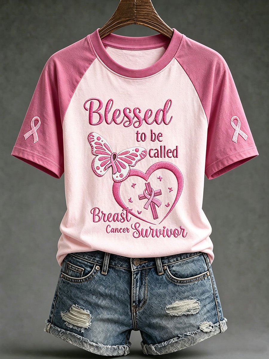 Casual Short Sleeve T-Shirt on Women's Breast Cancer Theme
