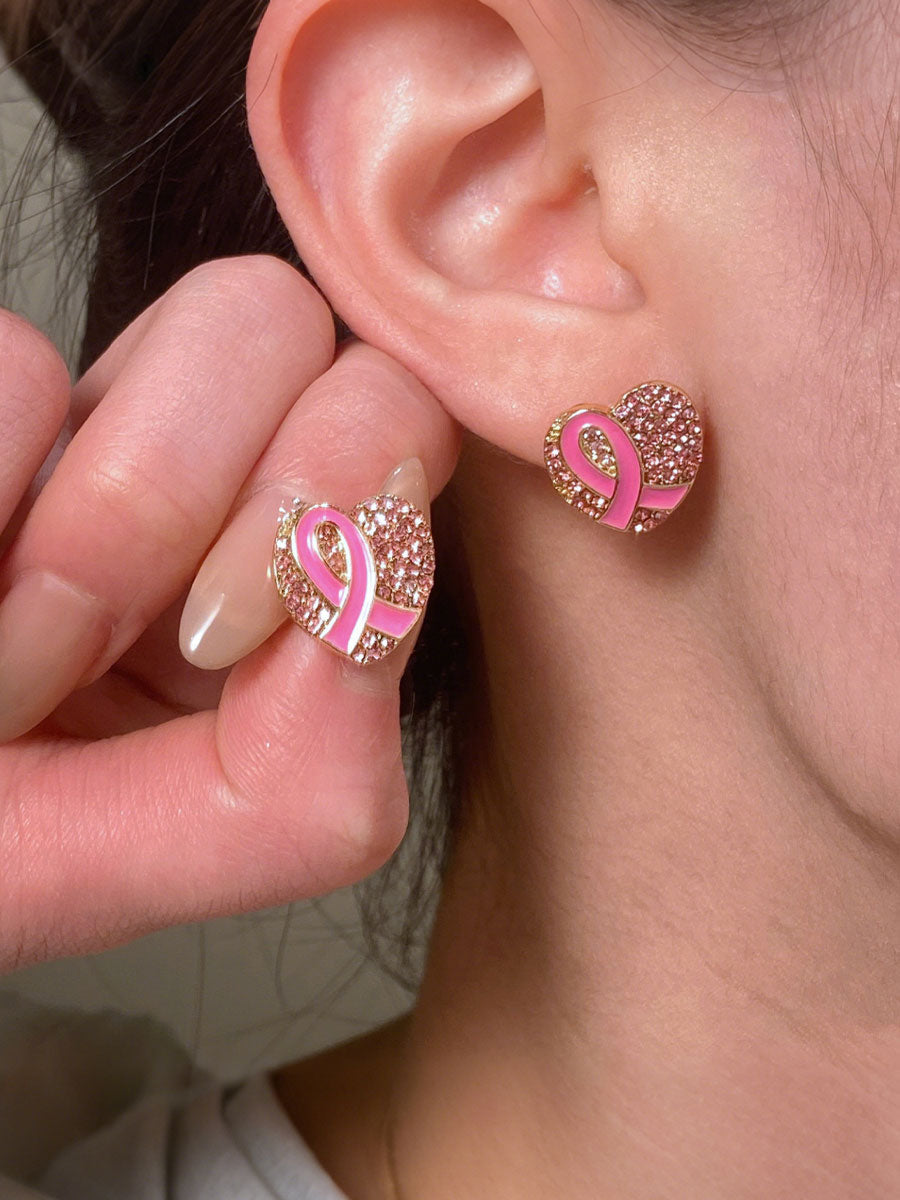 Women's Pink Ribbon Earrings Breast Cancer Awareness