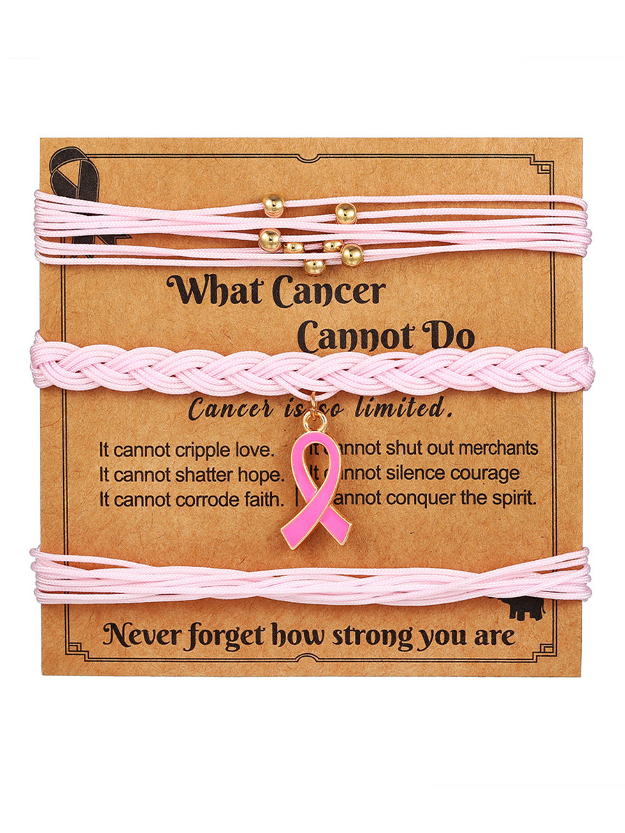 Breast Cancer Awareness Women's Pink Ribbon Bracelet Set
