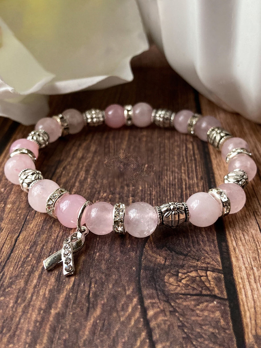 Breast Cancer Awareness Inspirational Bead Bracelet