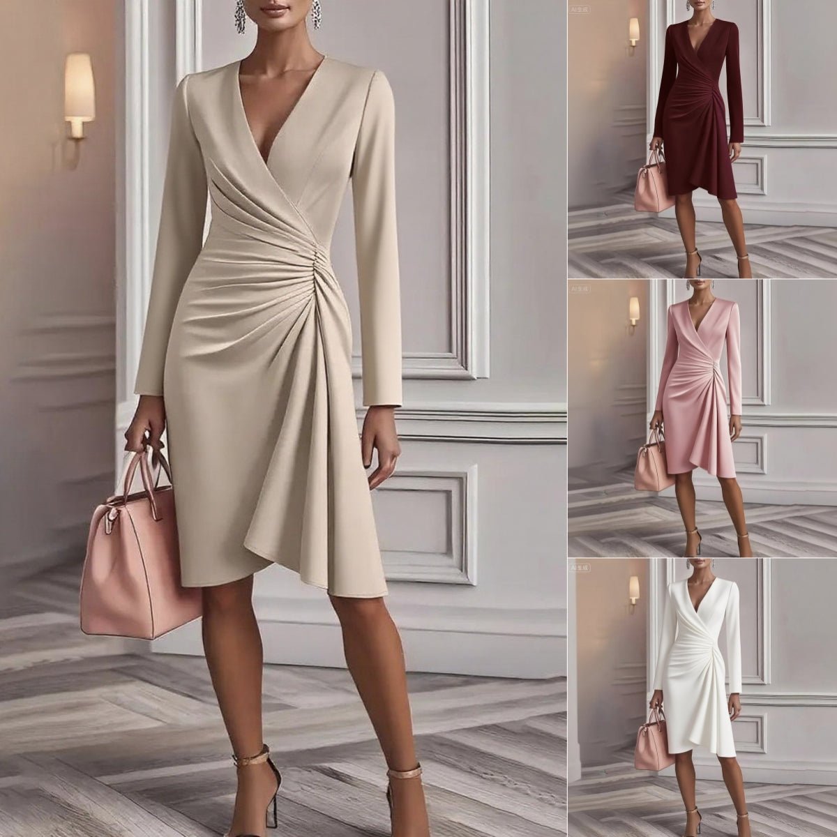 Poppy™ | Draped V-Neck Midi Dress