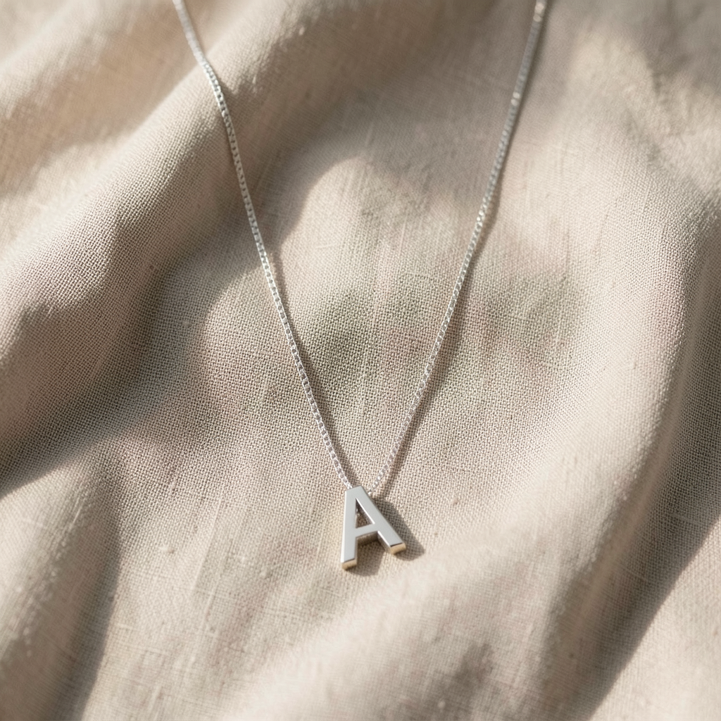 Love Letter Initial Necklace | White Gold