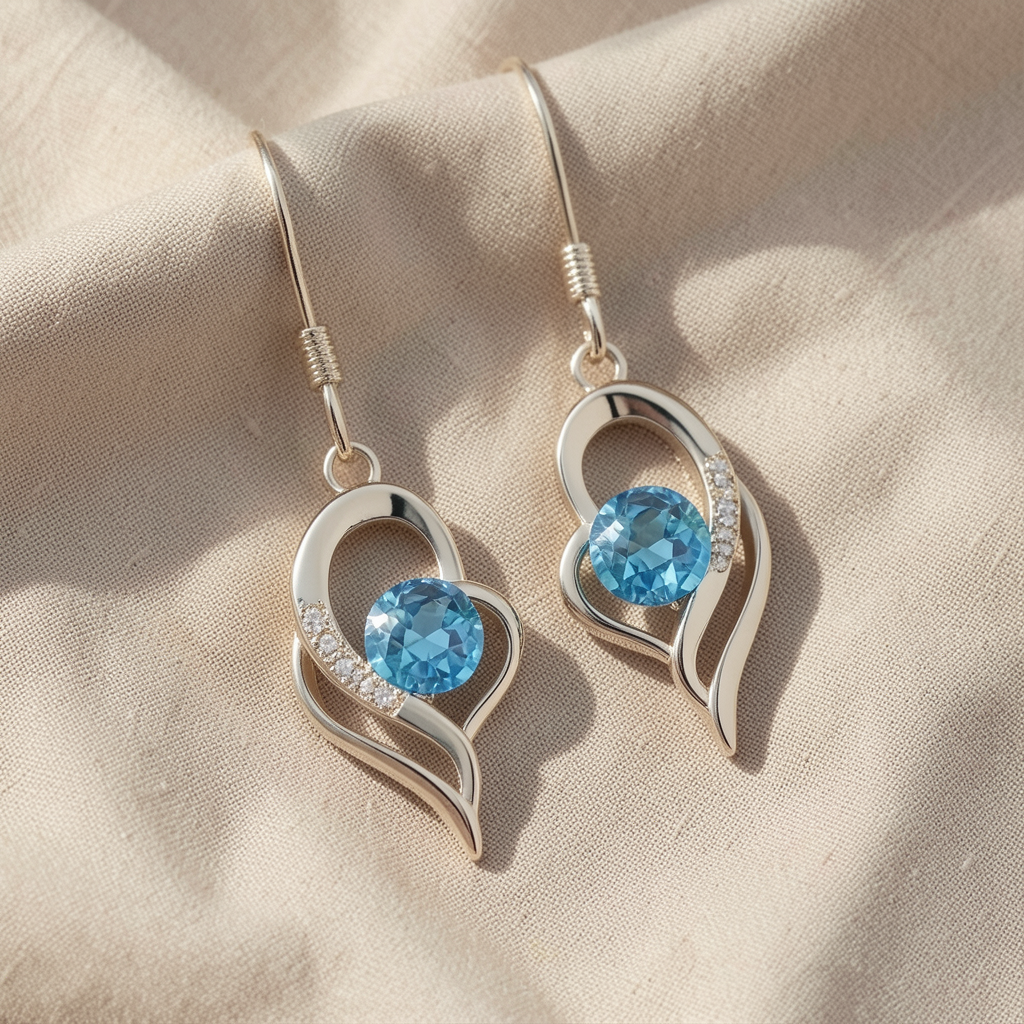 Eclipse Heart Drop Earrings | White Gold