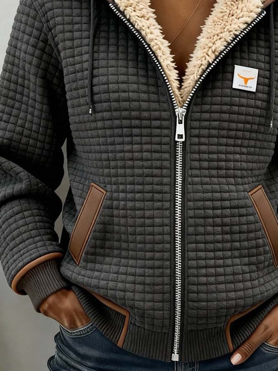 Darlene | Cozy Textured Full-Zip Hooded Jacket