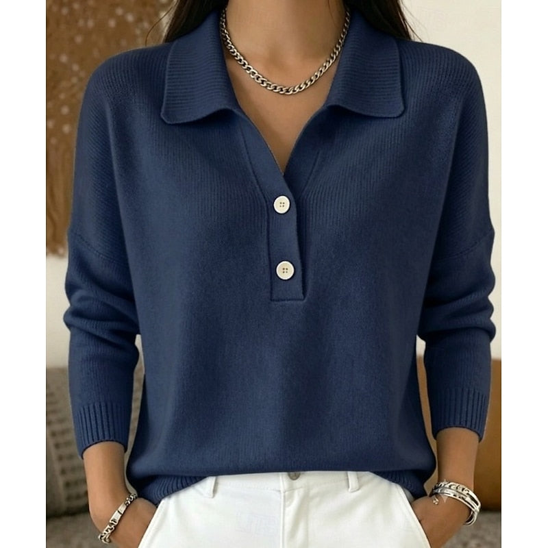 Eliza | Refined Collar Button Pullover
